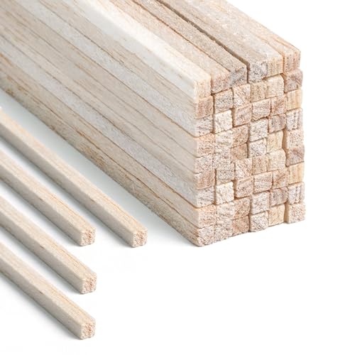 Winter Shore Quadratische Holzleisten zum Basteln [150er-Pack] - Unlackiertes Balsaholz für Maßstabsgetreue Modelle, Deko - Holz zum Basteln, DIY-Kunstbedarf & Projektmaterialien - 3 x 3 x 305 mm von Winter Shore