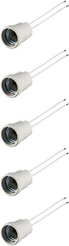 5er Set WireThinX E27 Lampenfassung mit Zwillingslitze max. 100 W/250 V (AC), 0,15 m Kabel, Keramik/Silikon von WireThinx