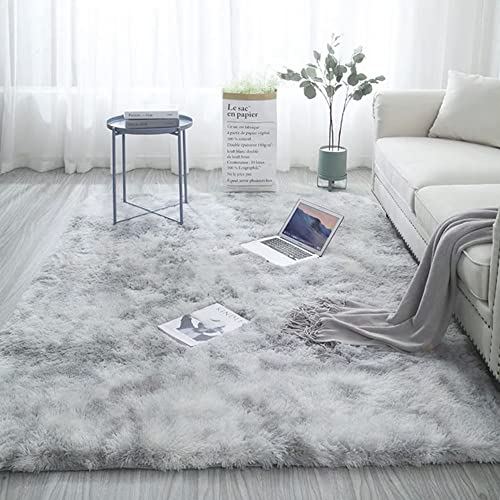 Wisada Langflor Teppich, Anti-Rutsch Flauschig Wohnzimmerteppich, Weicher Shaggy Schlafzimmer Teppiche Hochflor Grau Batik-Teppich für Home Decor Grösse: 160x230cm von Wisada