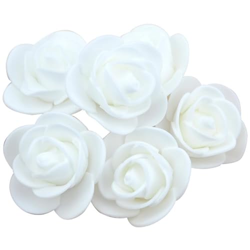 Wisafory Künstliche Rosenköpfe Mini Schaumrosen Künstliche Schaumstoff Rosen Köpfe Foamrosen Dekoblumen Rosenstrauß für Hochzeit Brautstrauß Party Home Deko DIY Valentine's Day Weiß 500PCS von Wisafory