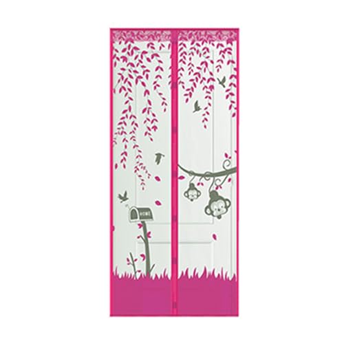 Wisafory Magnet Fliegengitter Tür Insektenschutz Türschutz Magnetvorhang Anti Moskito Netz Vorhang Schutzgitter Türvorhang Fliegenvorhang für Balkontür Terrassentür Kellertür Rosa 1# 120x220cm von Wisafory