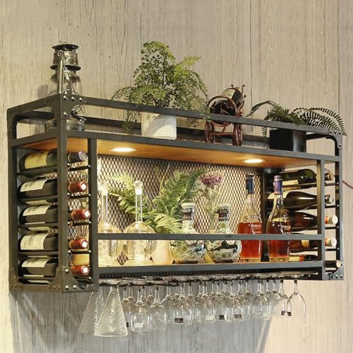 Witriolik Weinaufbewahrung Display Rack, 75x30x50cm Weinregal zur Wandmontage Moderne Barregale Für Flaschen Wandregal Hängeregal für Zuhause Bar Esszimmer(Wandmontage/75x30x50cm) von Witriolik