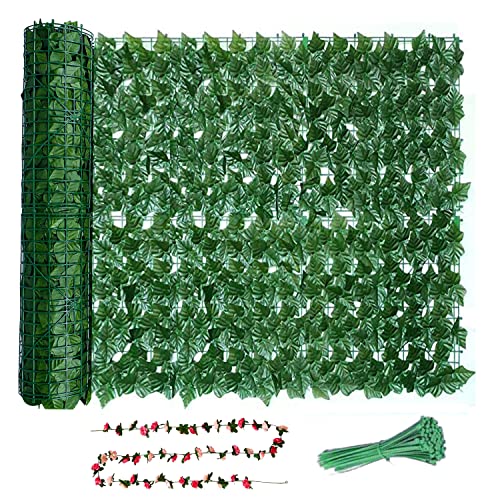 Wivico Artificial Ivy Fence Screening rolls Decoration Green Leaf Hedge Privacy Hedging Wall Garden Fence Balcony Landscaping Screen for Outdoor Decor Green Maple **UV Fade Protected**（1.5x3m） von Wivico