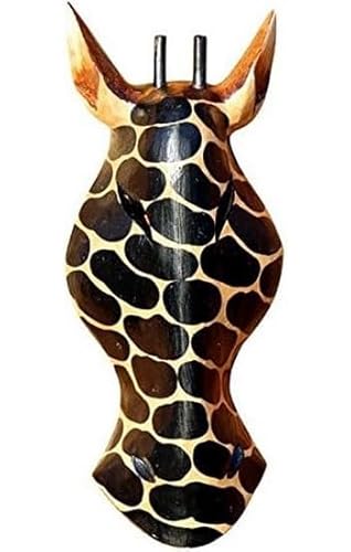 Wogeka - Dunkle 30 cm Giraffe Wand-Maske - Handarbeit aus Holz als Geschenk-Idee zu Geburtsag Weihnachten zur Afrika Deko Maske50 von Wogeka