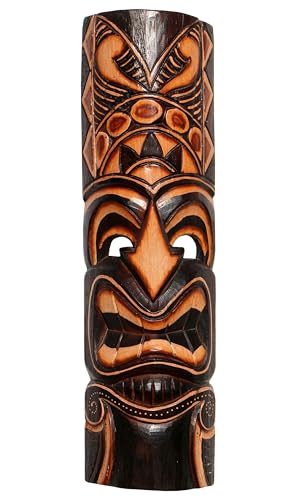 Wogeka - 50 cm TIKI Maori Wand-Maske - im Neuseeland Style aus Holz als Geschenk-Idee zu Weihnachten Geburtstag Dekoration - Handarbeit Schnitzerei von Bali (Maske47) von Wogeka