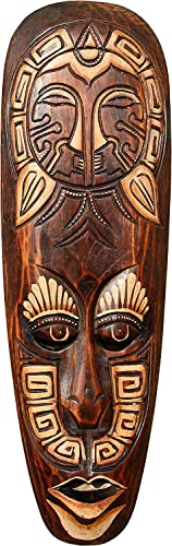 Wogeka - 50 cm Tribal Maori Wand-Maske - im Ethno Style Afrika aus Holz als Geschenk-Idee zu Weihnachten Geburtstag Dekoration - Handarbeit Schnitzerei von Bali Maske46 (Maske46) von Wogeka