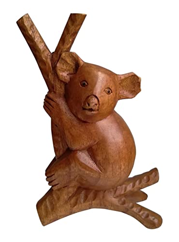 Wogeka - Schöner Koala auf AST - Schnitzerei aus Holz als Geschenk-Idee zu Geburtstag Weihnachten zur Dekoration Afrika Handarbeit Koala01 von Wogeka