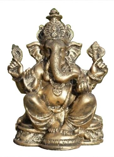 Wogeka - Goldener Elefantengott Ganesha - aus Resin als Gerschenkidee zu Geburtstag, Weihnachten als Deko für Garten und Wohnung Elefant Buddha Feng Shui Res14 von Wogeka