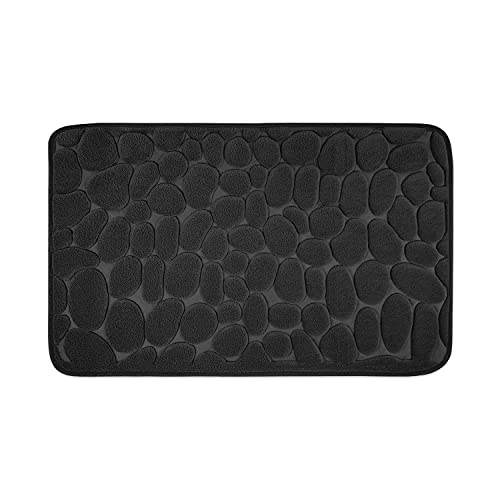 WohnDirect Badezimmerteppich mit Memory Foam - Rutschfester Badteppich - Badematte waschbar & schnelltrocknend auch ideal als Duschvorleger - Badvorleger 50 x 80 cm - Schwarz von WohnDirect