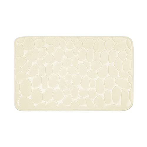 WohnDirect Set 2 teilig Badezimmerteppich mit Memory Foam - Rutschfester Badteppich - Badematte waschbar & schnelltrocknend - auch ideal als Duschvorleger - Badvorleger 50 x 80 cm - Beige von WohnDirect