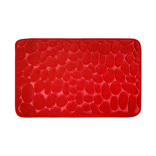 WohnDirect Set 2 teilig Badezimmerteppich mit Memory Foam - Rutschfester Badteppich - Badematte waschbar & schnelltrocknend - auch ideal als Duschvorleger - Badvorleger 50 x 80 cm - Rot von WohnDirect