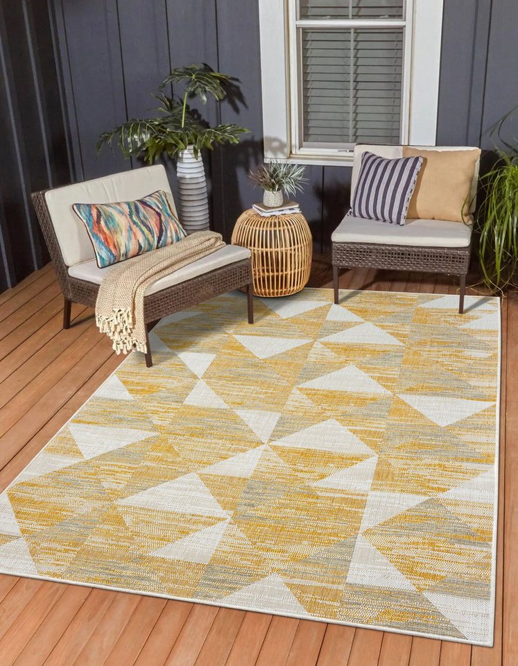 Teppich MY-RUG Outdoor-Teppich "Maeve" 150x80 cm, beige und gelb, Wohnando, rechteckig, Höhe: 6 mm, Sommerliches Design, für drinnen und draußen von Wohnando