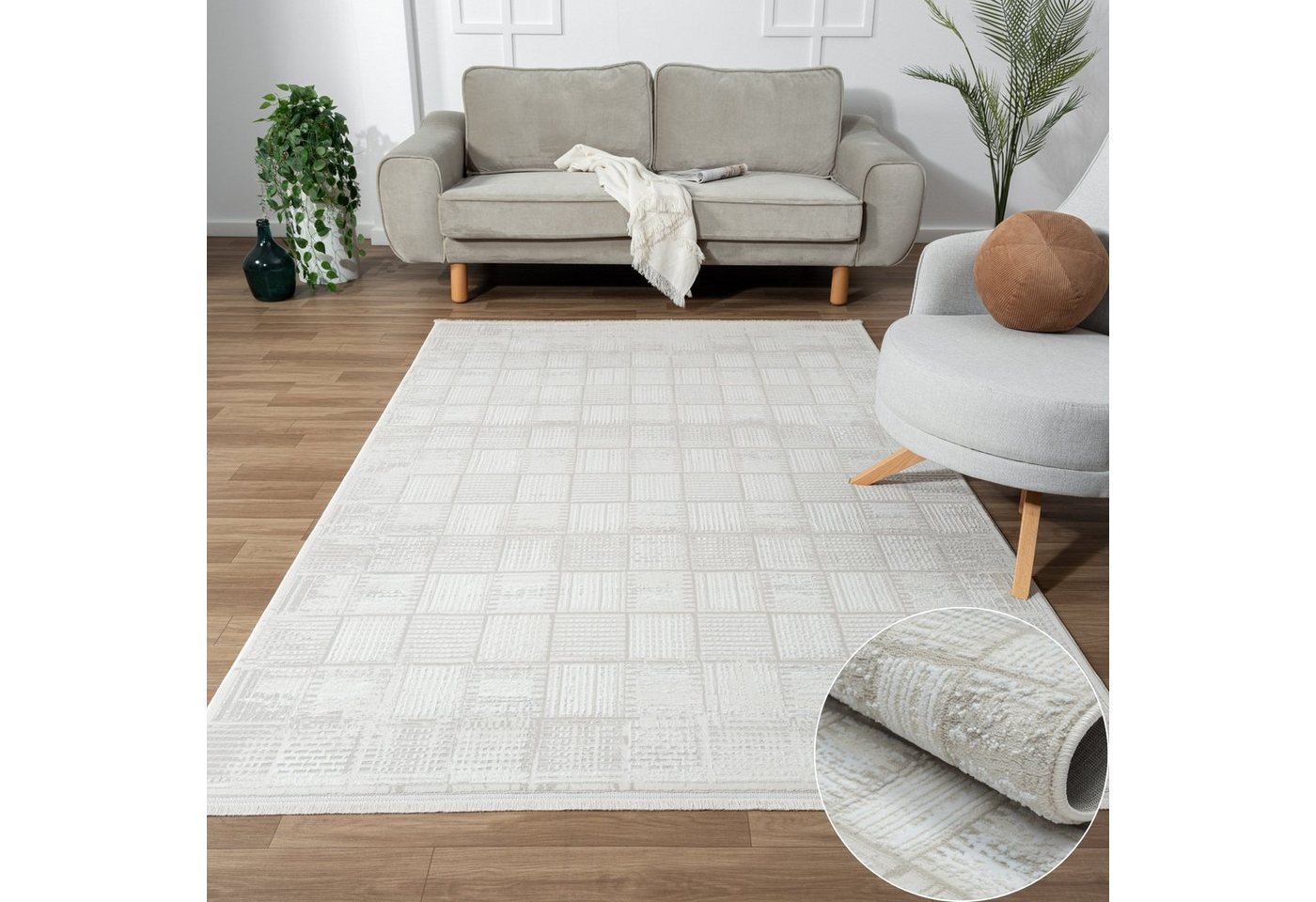 Teppich MY-RUG Tilda, Kurzflor-Teppich 150x80cm, Wohnando, rechteckig, Höhe: 12 mm, weich, gemütlich, mit schönem Muster, flachgewebt von Wohnando