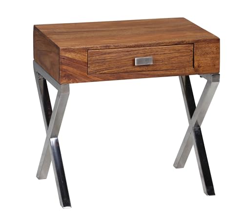 WOHNLING Nachttisch GUNA Massiv-Holz Sheesham Nacht-Kommode 45 cm 1 Schublade mit Metallbeine Nachtschrank Landhaus-Stil Echt-Holz Nachtkästchen dunkel-braun Nacht-Konsole Natur-Produkt Schlafzimmer-M WOHNLING Nachttisch GUNA Massiv-Holz Sheesham Nacht-Kommode 45 cm 1 Schublade mit Metallbeine Nachtschrank Landhaus-Stil Echt-Holz Nachtkästchen dunkel-braun Nacht-Konsole Natur-Produkt Schlafzimmer-M von Wohnling