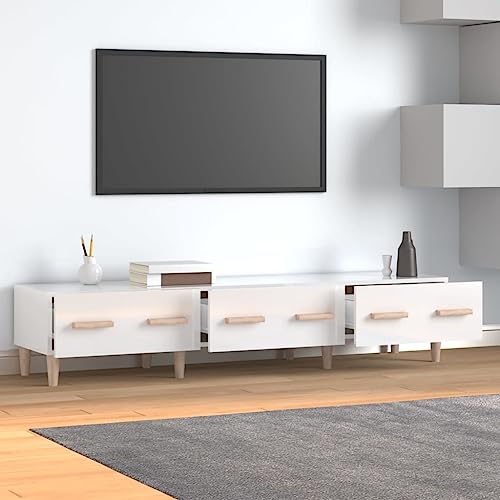 Woiinea TV-Schrank TV-Ständer TV-Tisch für Multimedia-Geräte, moderner Schrank für Wohnzimmer, Esszimmer, Schlafzimmer, weiß glänzend, 150 x 34,5 x 30 cm von Woiinea