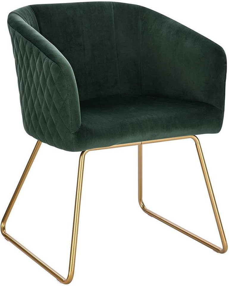 Woltu Polsterstuhl (1 St), Stühle mit Armlehne, aus Samt, Metall, Gold Beine von Woltu