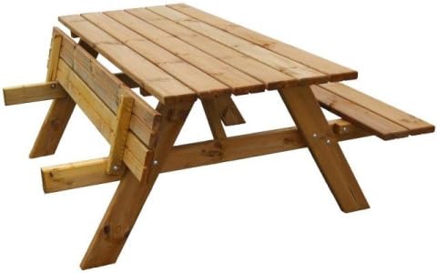 Wood & Play Picknicktisch - Einfach zu montieren - Stabile, robuste Outdoor-Möbel - Hervorragende Verarbeitung - Geräumig und bequem - 180 x 156 cm, 42mm Dicke Platte von Wood & Play