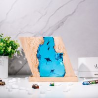 Benutzerdefinierte Blue Ocean Parallelogramm-Harz-Lampe, Harz-Nachtlicht, Harz-Holz-Kunst-Lampe, Benutzerdefiniertes Nachtlicht, Personalisiertes von WoodAndResinVN