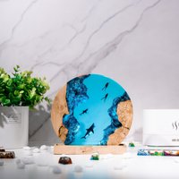 Benutzerdefinierte Ocean Echoes Bodenharzlampe, Harz-Nachtlicht, Harz-Holzkunstlampe, Benutzerdefinierte Nachtlicht, Personalisiertes Nachtlicht von WoodAndResinVN