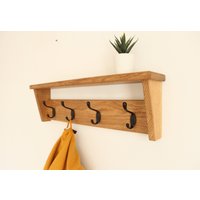 Eiche Wandgarderobe Mit Regal, Handtuchhalter, Hutablage von WoodDecorPW