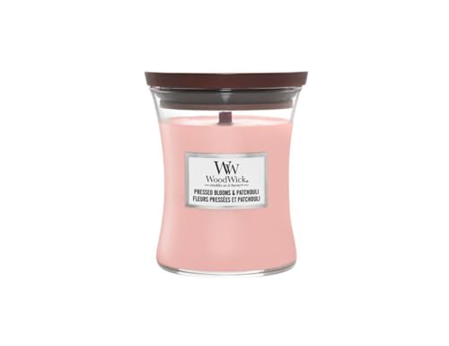 Woodwick Kerze Sanduhr Medium Medium Jar Pressed Blooms & Patchouli Duft Haus Innen von WoodWick