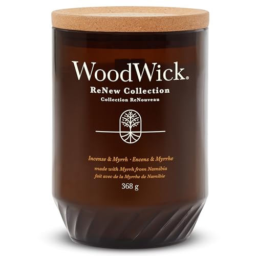 WoodWick ReNew Duftkerze mit knisterndem Docht | Große Kerze Incense & Myrrh | Pflanzliche Soja-Kokosnuss-Wachsmischung | Hergestellt aus recycelten Materialien | Perfekte Geschenke für Frauen von WoodWick