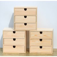 Handarbeit Dreilagige Massivholz Aufbewahrungsbox Schreibtisch Holz Kosmetik Aufbewahrungsschrank Mehrlagige Schublade Büro von WoodWorldByJeanette