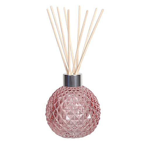 Woodbridge leeres Reed Diffuser Glas | zum Selbstbefüllen | Pink | Schickes Diffuser Glas inklusive 50 Stück Rattan Reeds zur Duftverteilung | geruchsneutralisierender Luftentfeuchter von Woodbridge