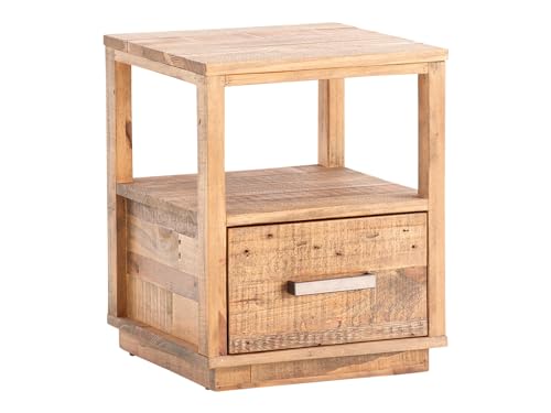 Woodkings Nachttisch Woodville | Rustikales Pinienholz für das Schlafzimmer | Nachtschrank Stilvoll & Praktisch | Mit Schubkasten von Woodkings