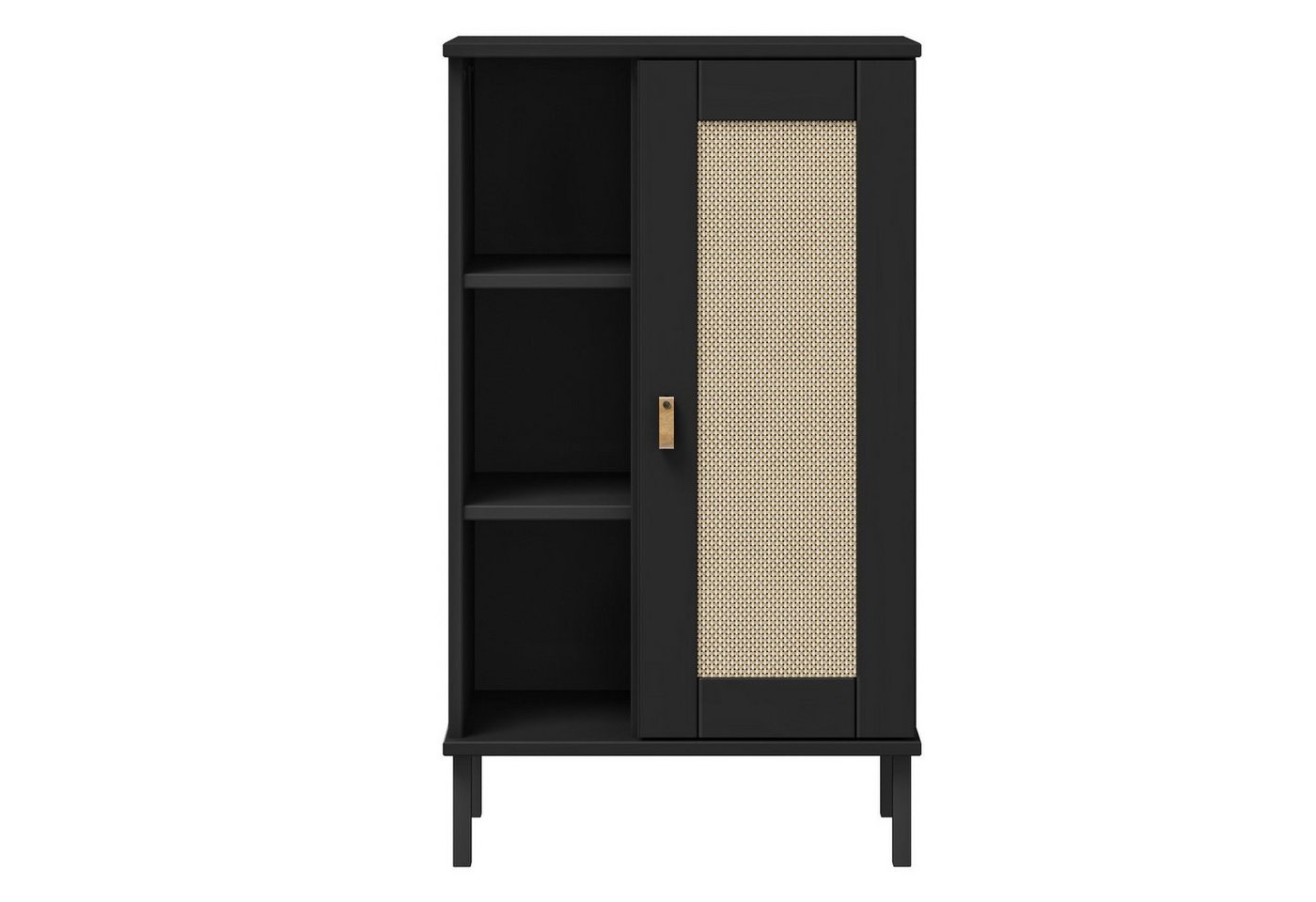 Woodroom Regal Moderner Holzschrank Valencia, Wohnzimmerschrank aus Kiefer, schwarz, 52x90x32 cm von Woodroom