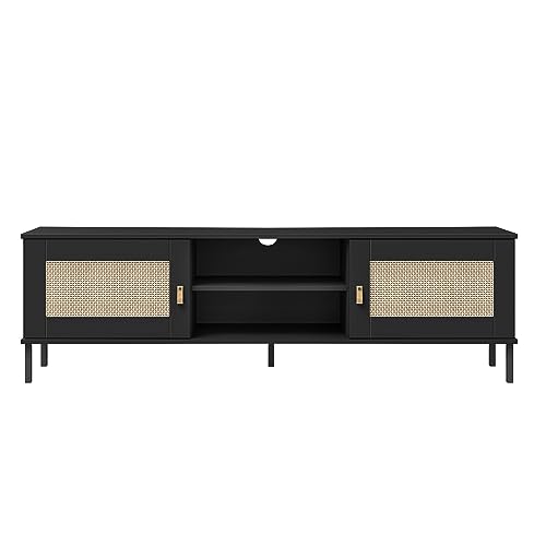 Woodroom | Valenica TV-Lowboard | Kiefer massiv lackiert | 158x47x40 cm | TV-Board, TV-Schrank, TV-Ständer (Schwarz) von Woodroom