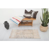 70x120 cm Teppich, Verblasste Türmatte, Pastell Fußmatte, Weiche Mini Handgemachter 2132 von WoolRugsTR