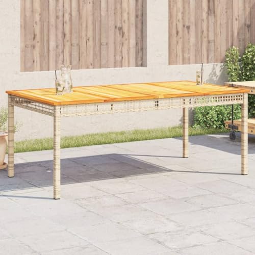 Woonisher Gartentisch Beige 180x90x75 cm Poly Rattan Akazienholz Kunststoff gartentisch wetterfest Woonisher Gartentisch Beige 180x90x75 cm Poly Rattan Akazienholz Kunststoff gartentisch wetterfest von Woonisher