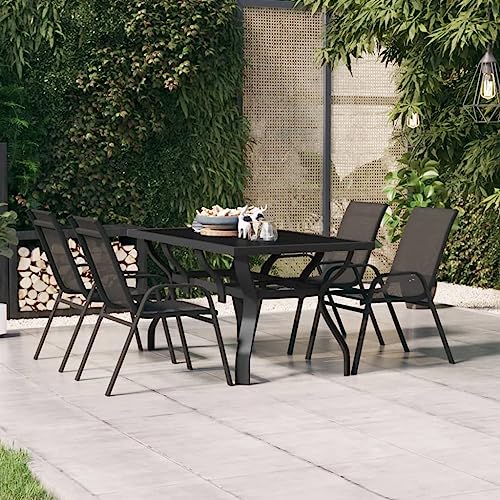 Woonisher Gartentisch Schwarz 140x70x70 cm Stahl und Glas Kunststoff gartentisch wetterfest Woonisher Gartentisch Schwarz 140x70x70 cm Stahl und Glas Kunststoff gartentisch wetterfest von Woonisher