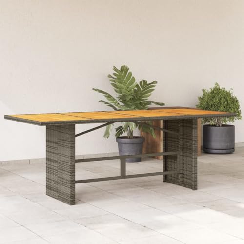 Woonisher Gartentisch mit Akazienholz-Platte Grau 190x80x74cm Poly Rattan Kunststoff gartentisch wetterfest Woonisher Gartentisch mit Akazienholz-Platte Grau 190x80x74cm Poly Rattan Kunststoff gartentisch wetterfest von Woonisher