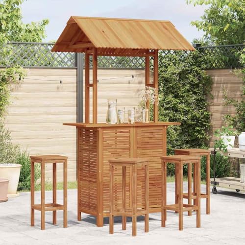 Woonisher Outdoor-Bartisch mit Dach 113x106x217 cm Akazie Massivholz Kunststoff gartentisch wetterfest Woonisher Outdoor-Bartisch mit Dach 113x106x217 cm Akazie Massivholz Kunststoff gartentisch wetterfest von Woonisher