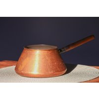 Vintage Kupfer Fondue Topf. Antike Pfanne Mit Holzgriff. Kochtopf von WorldsArtWork