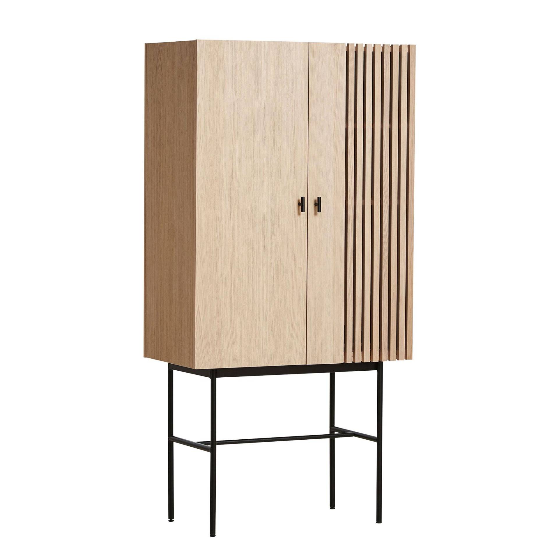 Woud - Array Highboard 80cm - weiß pigmentiert/lackiert/Gestell Metall schwarz lackiert/BxHxT 80x160x44cm von Woud