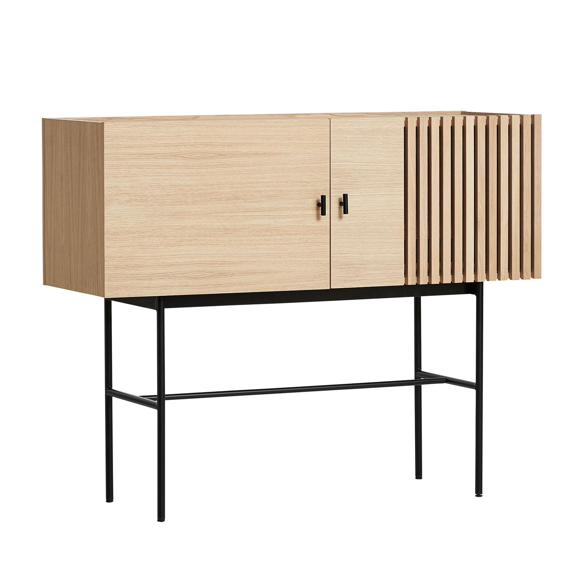 Woud - Array Sideboard 120cm - weiß pigmentierte Eiche/lackiert/Gestell Metall schwarz lackiert/BxHxT 120x97x44cm von Woud