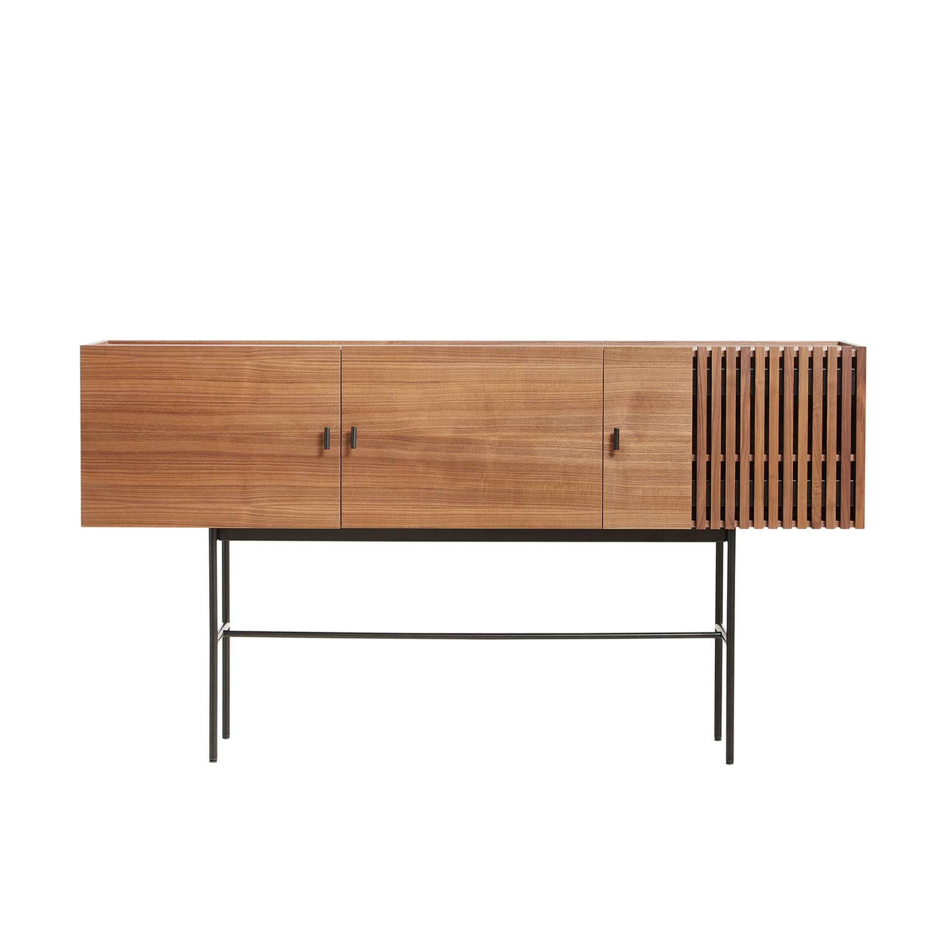 Woud - Array Sideboard 180cm - nussbaum/Gestell Metall schwarz lackiert/BxHxT 180x97x44cm von Woud