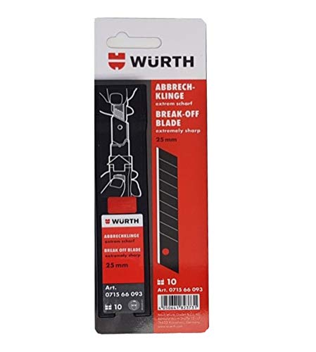 Würth 25mm Abbrechklinge 10er Pack extrem scharf Ersatzklinge für Würth Cuttermesser ( 10 x 1 Klinge ) von Würth