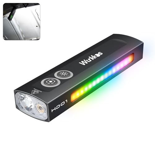 Wurkkos HD01 LED Taschenlampe wiederaufladbar, grünerlicht, Hauptled für Weißlicht mit RGB Seitenlicht, 1200 Lumen tragbare Taschenlampen mit magnetische, cob taschenlampe, Arbeitslicht für Reparatur von Wurkkos