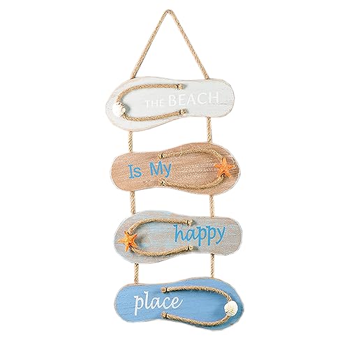 Hängeschild Holz, Wandschild Holz Beach, Deko Schild mit Spruch, Beach Strand Deko, Flip-Flop-Wandornament mit Strand-Design, Wand Ornament Hängende für Zuhause, Bar, Café, Strandrestaurant, Partys B von Wuuooei