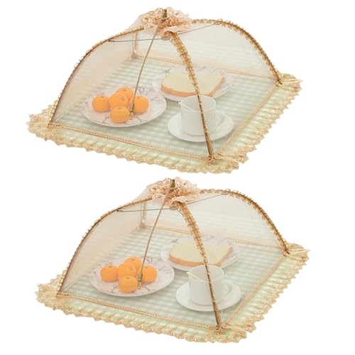 2 x hochwertige Pop-Up-Mesh-Lebensmittelabdeckungen, zusammenklappbar, für Outdoor, Küche, Garten, Partys, Grillen, zum Schutz vor Fliegen und Insekten, 42 x 42 cm von Wuyue Hua