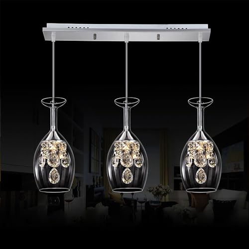 Wylolik 3 Köpfe kreative Weinglas-Pendelleuchte transparenter Glasschirm Kronleuchter höhenverstellbare Hängelampe nordische LED-Hängebeleuchtung Restaurant-Dekoration Innenbeleuchtung für Kücheninsel Wylolik 3 Köpfe kreative Weinglas-Pendelleuchte transparenter Glasschirm Kronleuchter höhenverstellbare Hängelampe nordische LED-Hängebeleuchtung Restaurant-Dekoration Innenbeleuchtung für Kücheninsel von Wylolik