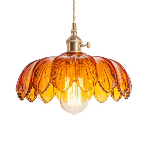 Wylolik Japanische Hängelampe, Vintage-Glas-Pendelleuchte, Blumen-Kronleuchter, einzelne Hänge-Pendelleuchte mit klarem Glasschirm, klassisch für Bauernhaus, Eingangsbereich, Esszimmer, Kücheninsel, F Wylolik Japanische Hängelampe, Vintage-Glas-Pendelleuchte, Blumen-Kronleuchter, einzelne Hänge-Pendelleuchte mit klarem Glasschirm, klassisch für Bauernhaus, Eingangsbereich, Esszimmer, Kücheninsel, F von Wylolik