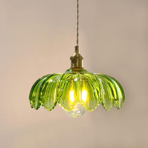 WylolikGlas Pendelleuchte Vintage Light Fixtures, Blume Pendelleuchten Kücheninsel Grüner Pendelschirm einzelne Hänge-Pendelleuchte mit klarem Glasschirm Verstellbare Leuchte für Schlafzimmer WylolikGlas Pendelleuchte Vintage Light Fixtures, Blume Pendelleuchten Kücheninsel Grüner Pendelschirm einzelne Hänge-Pendelleuchte mit klarem Glasschirm Verstellbare Leuchte für Schlafzimmer von Wylolik