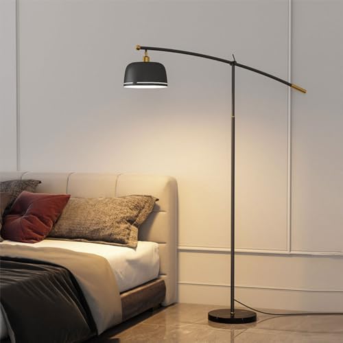 Wylolik Leichte Luxus-Atmosphäre-Stehlampe schwarzes Gold Stehleuchte galvanisiertes Eisen vertikale Lampe Verstellbarer Winkel Stehlampen Marmorsockel Tischlampe für Schlafzimmer Arbeitszimmer Büros von Wylolik