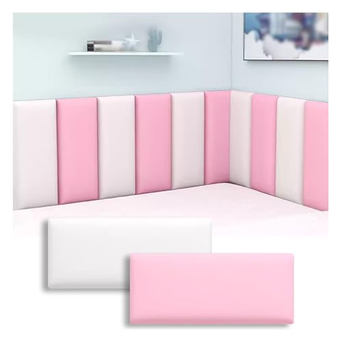 Wzmazingly Gepolstertes Kopfteil, Schälen Und Kleben Polsterpaneel Anti-Kollision Kinderzimmer 3D Wandpaneele Für Schlafzimmer Bett-Kopfteile TV-Wände (Color : White+Pink, Size : 120x50cm) von Wzmazingly