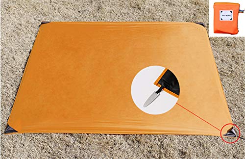 X-Labor Ultraleicht Mini Picknickdecke Stranddecke wasserdichte sandabweisende wärmeisoliert kompakt Nylon Tragbare Camingmatte Pocket Blanket orange 110x150 cm von X-Labor
